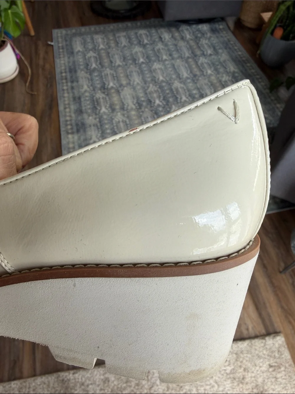 Vionic Patent Cream Slip-On Wedge- “Willa Wedge”